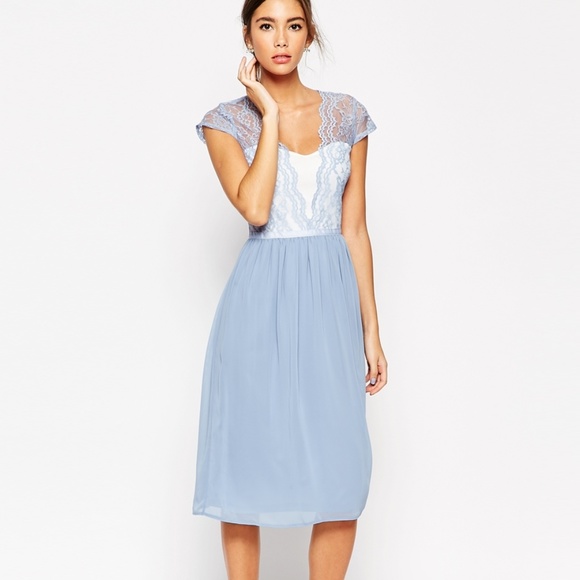 ASOS Dresses & Skirts - ASOS Scallop Lace Contrast Mesh Skater Dress